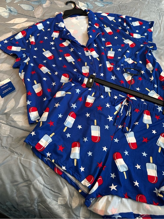 Celebrate Patriotic Other - NWTS Celebrate Patriotic Women’s Blue Popsicle Print Short Pajama Set Sz 2X